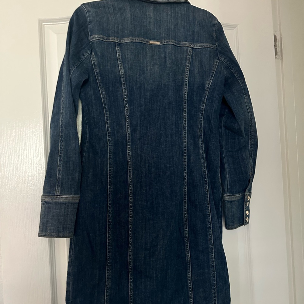 White House Black Market Dark Blue Denim Long Sleeve Dress - Picture 3 of 3